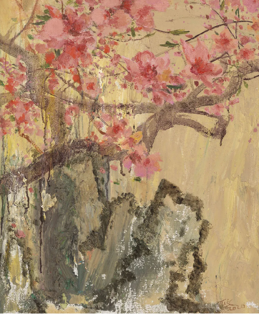 顽石与桃花NO.8 50×60cm 画框2020年