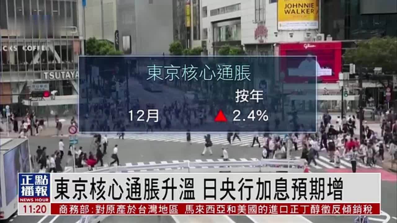 东京核心通胀升温 日央行加息预期增