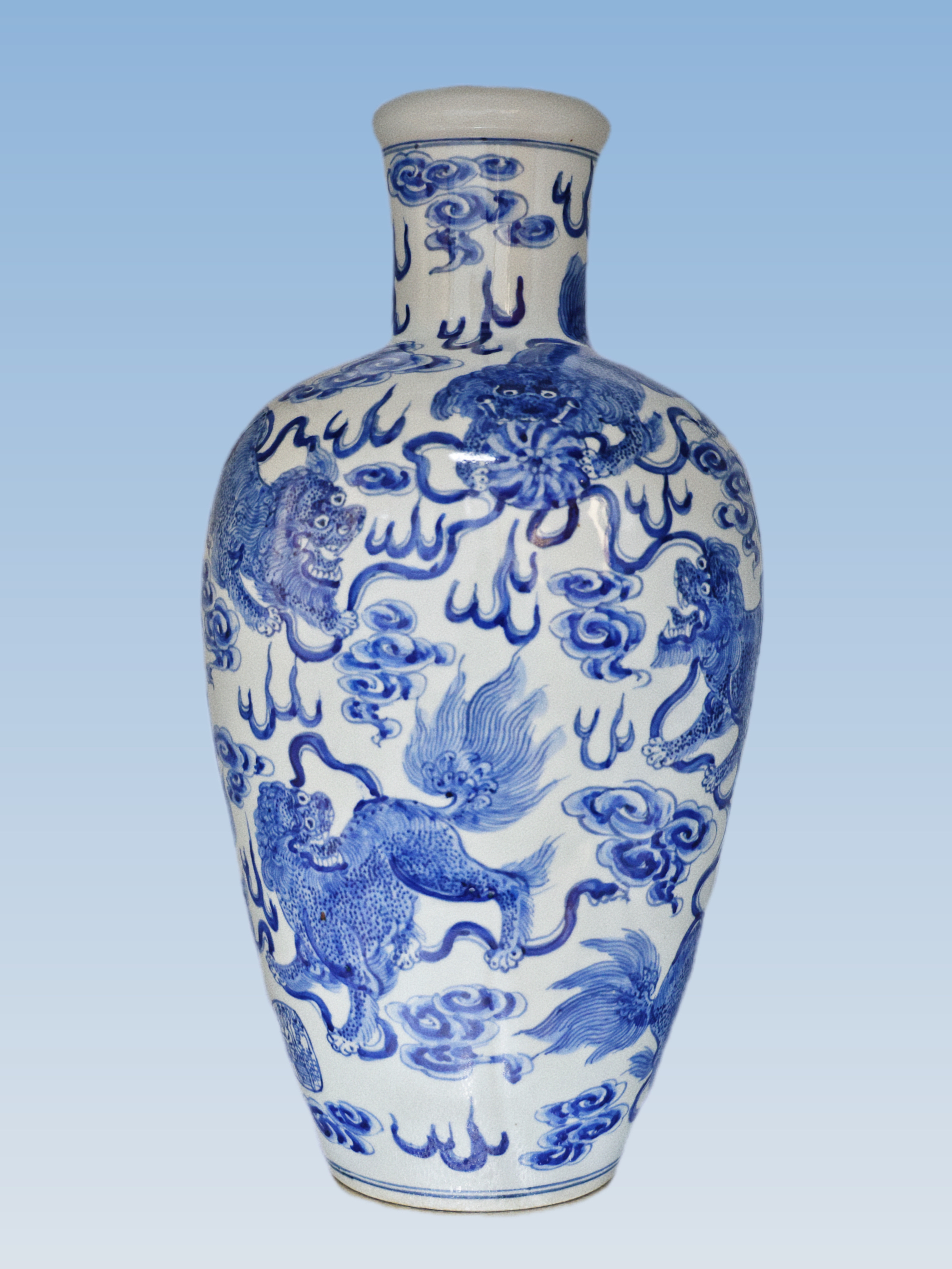 80年代初胡诗看青花九狮莲子瓶_凤凰网