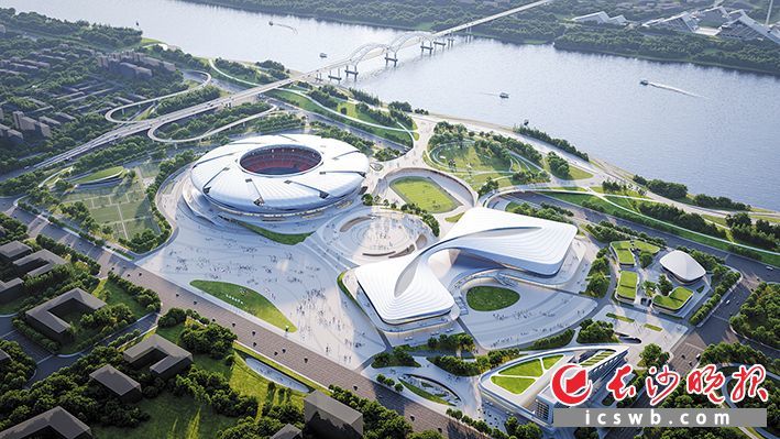 长沙奥体中心效果图。 长沙城发集团 供图