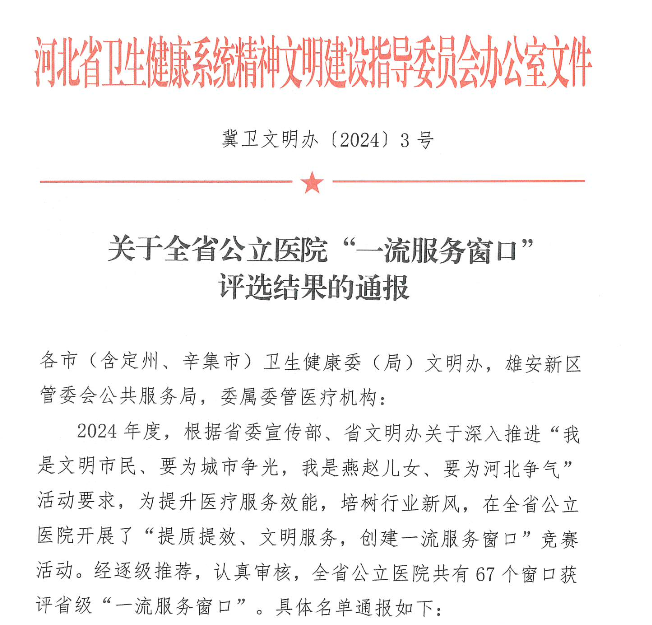 喜报！北京中医药大学东方医院秦皇岛医院两科室分获省、市级“一流服务窗口”