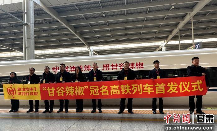 图为“甘谷辣椒”冠名高铁列车正式首发现场 崔琳 摄