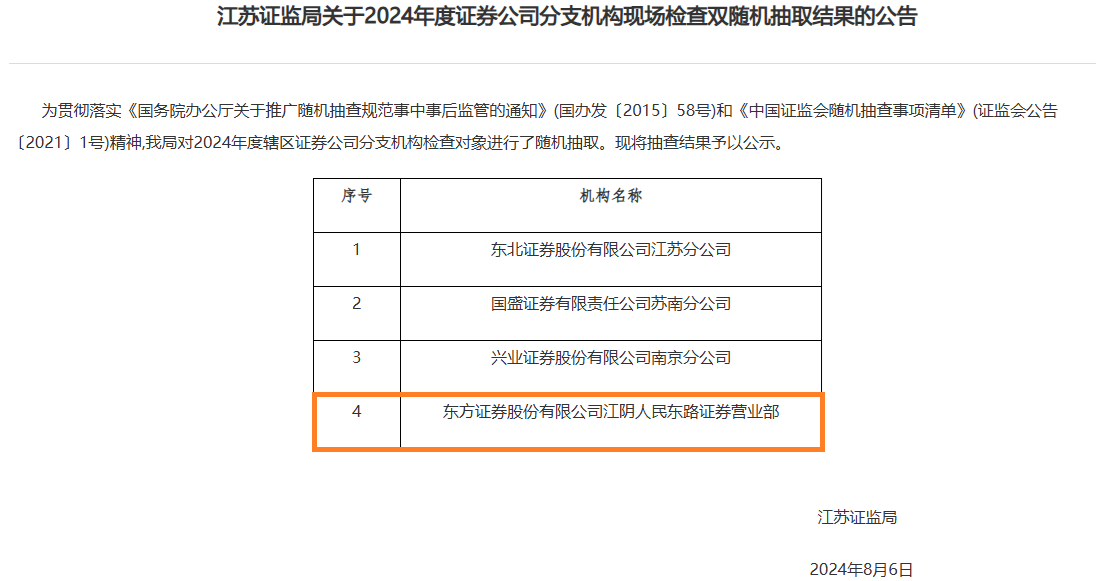 图片来源：江苏证监局官网