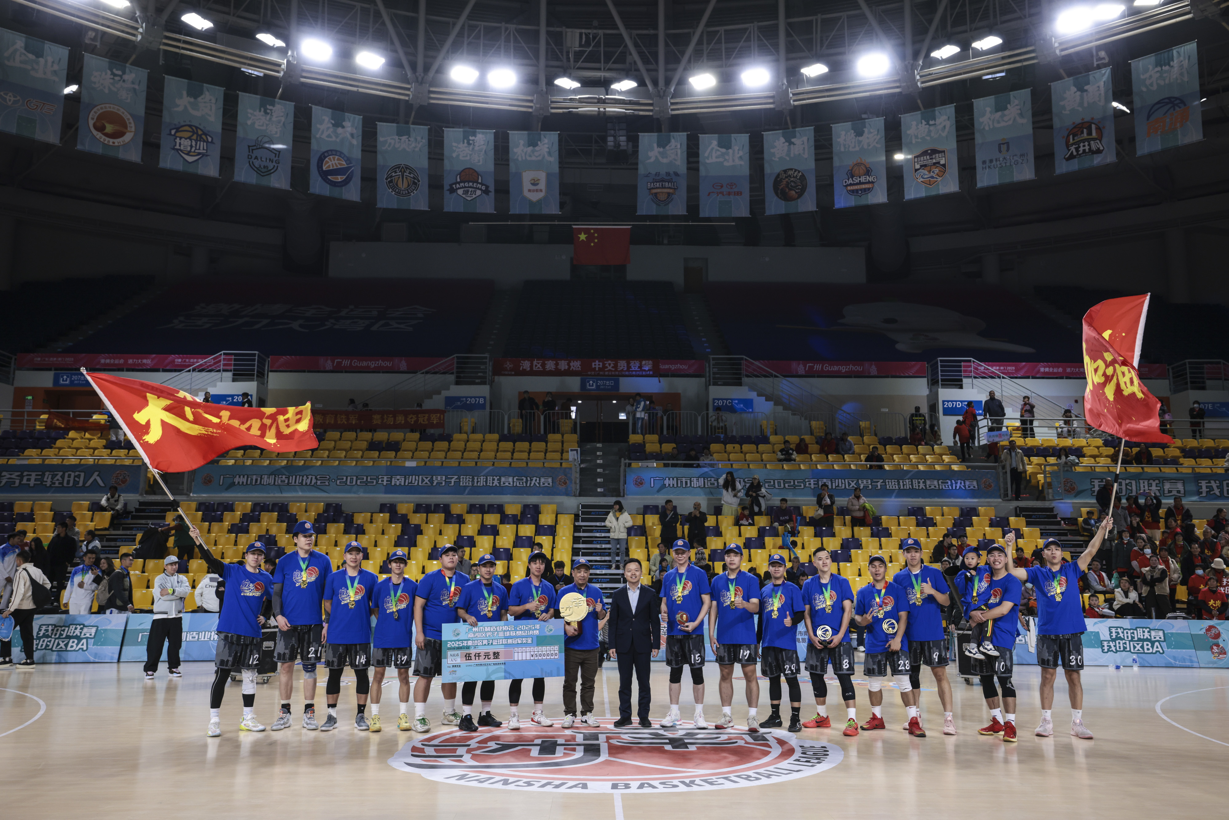 图：广州市制造业协会&middot;2025年南沙区男子篮球联赛冠军队伍合影