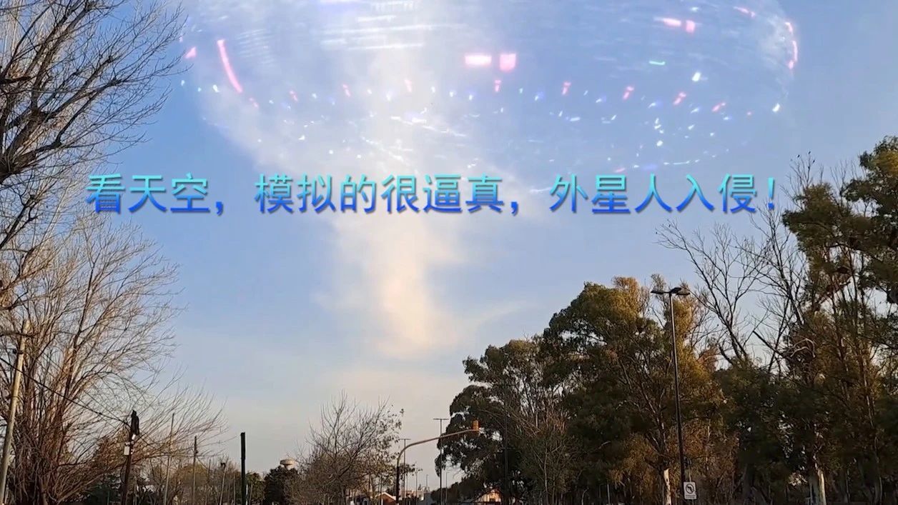 看天空，模拟的很逼真，外星人入侵