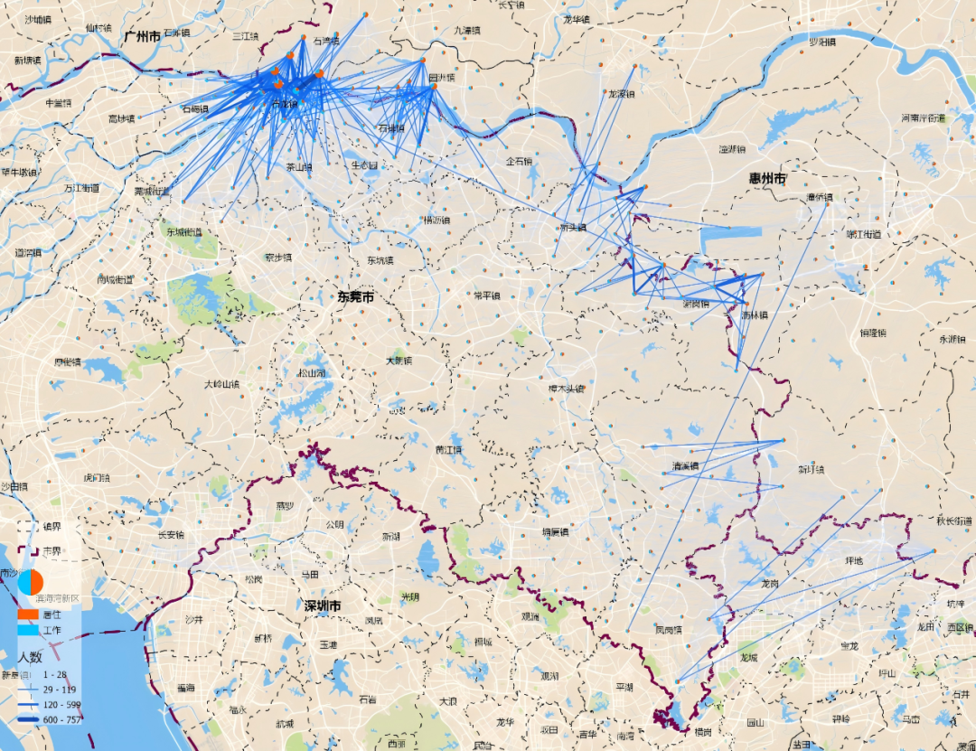东莞与惠州通勤联系强度情况