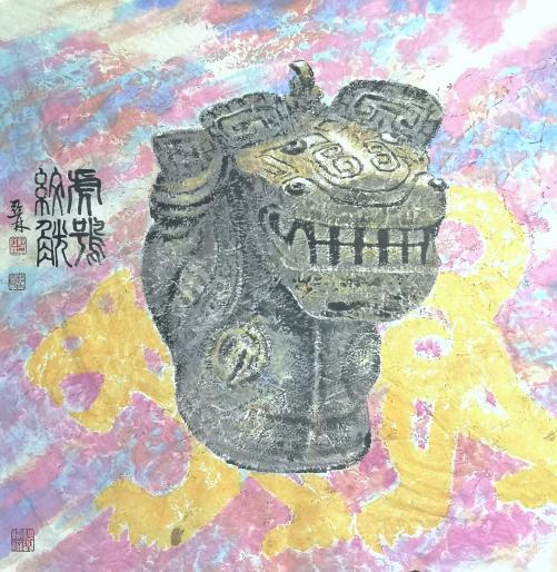 《虎鸮纹觥》 69cm&times;69cm 2022年