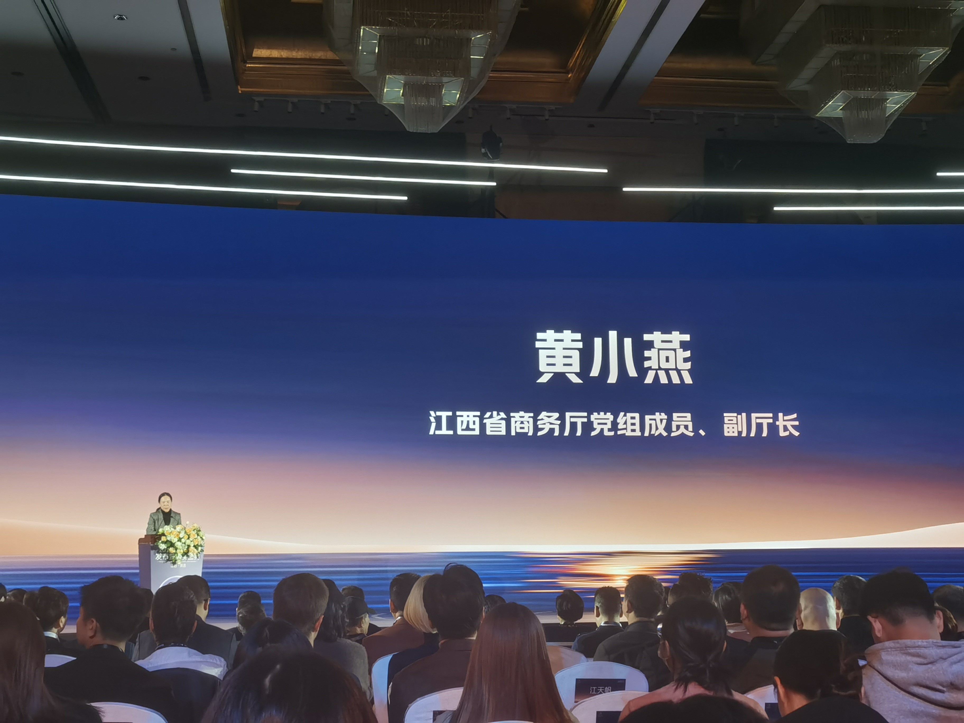 江西省商务厅党组成员、副厅长黄小燕致辞。 澎湃新闻记者 郑问/图