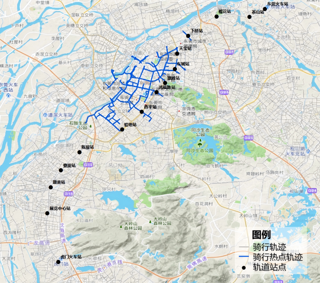 ▲高峰时段骑行热点路段识别