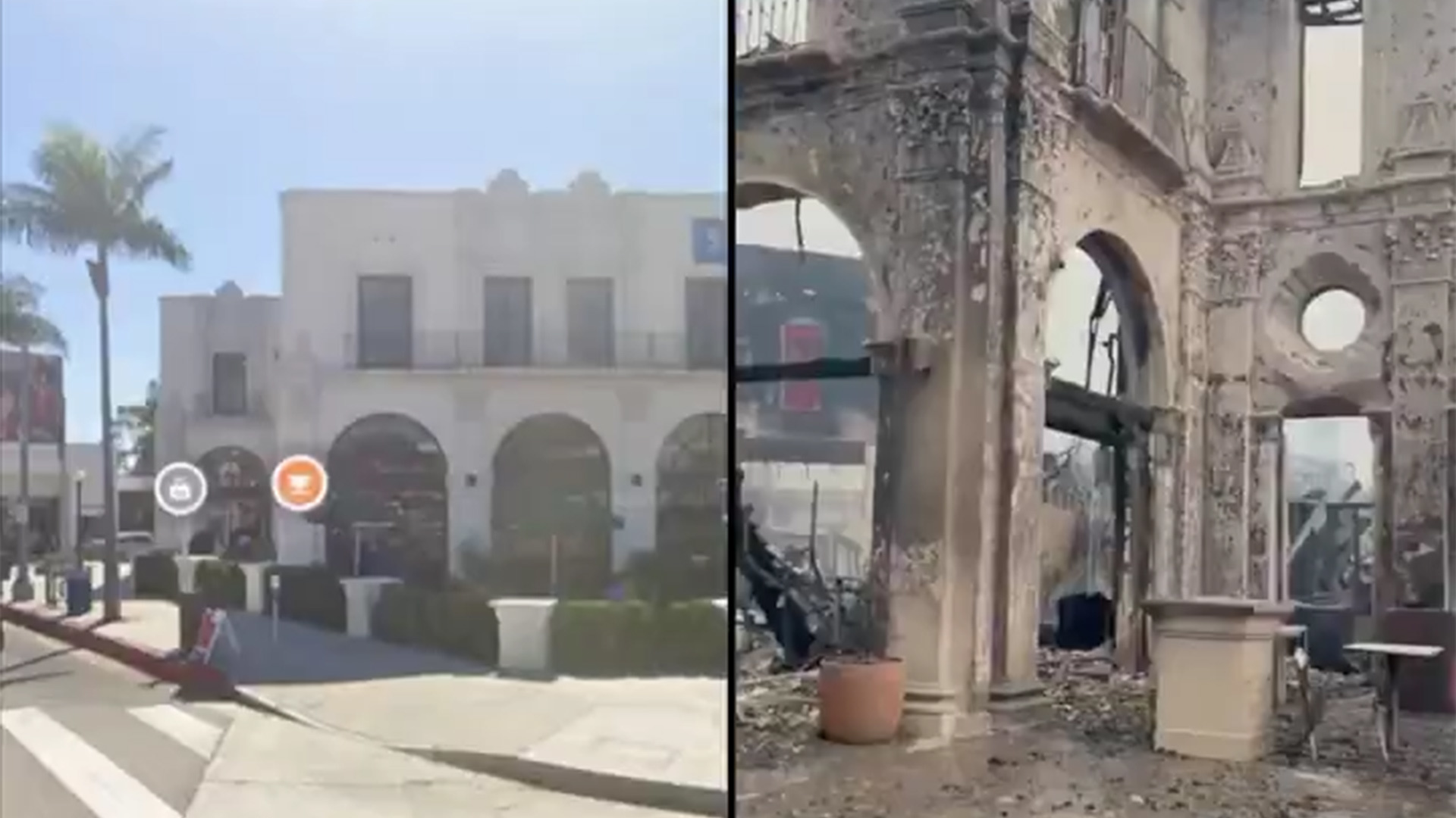 洛杉矶大火前后惨烈对比：商业街区已面目全非，百年历史大楼被完全烧毁