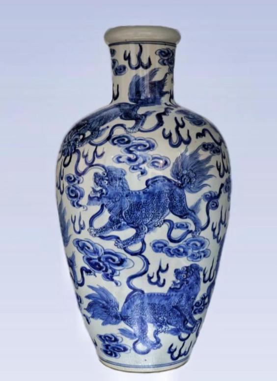 青花九狮瓶：流量中绽放华彩_凤凰网