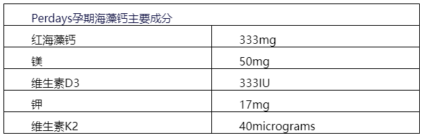 Perdays孕期海藻钙成分表