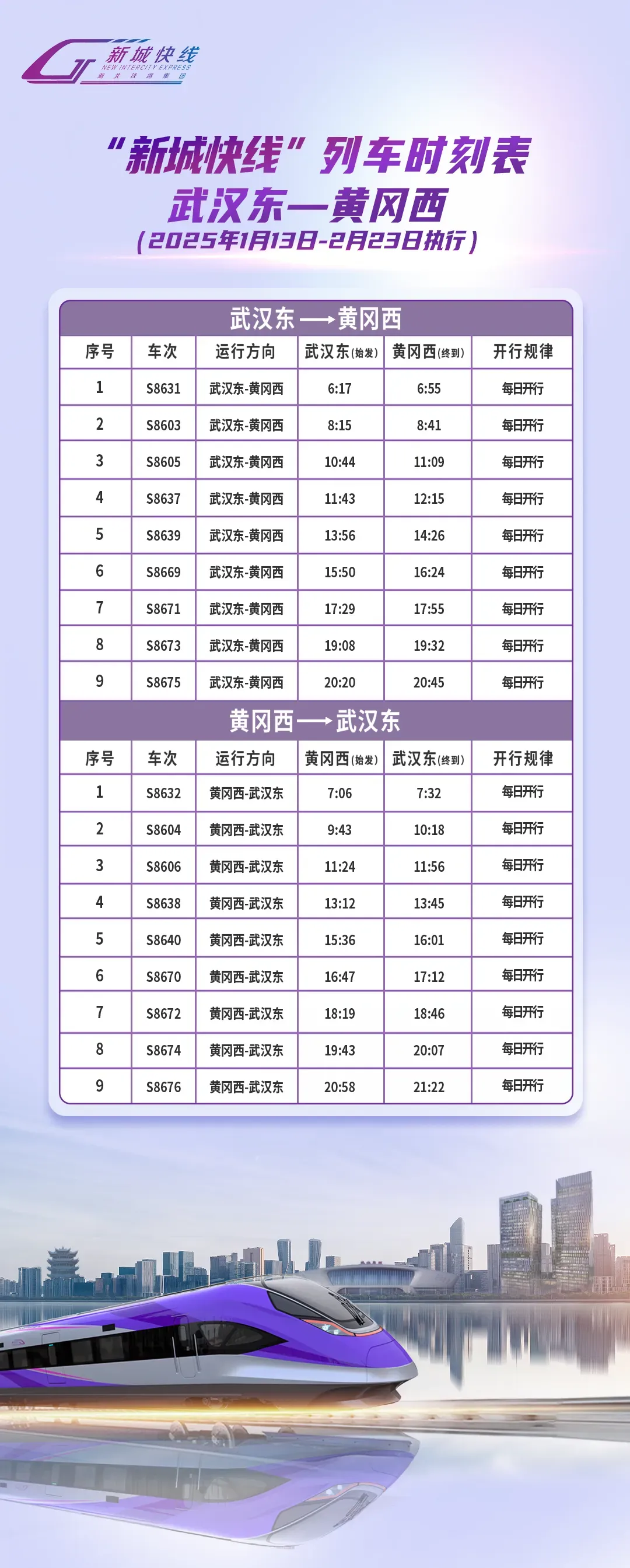 1月14日起 “新城快线”有调整！