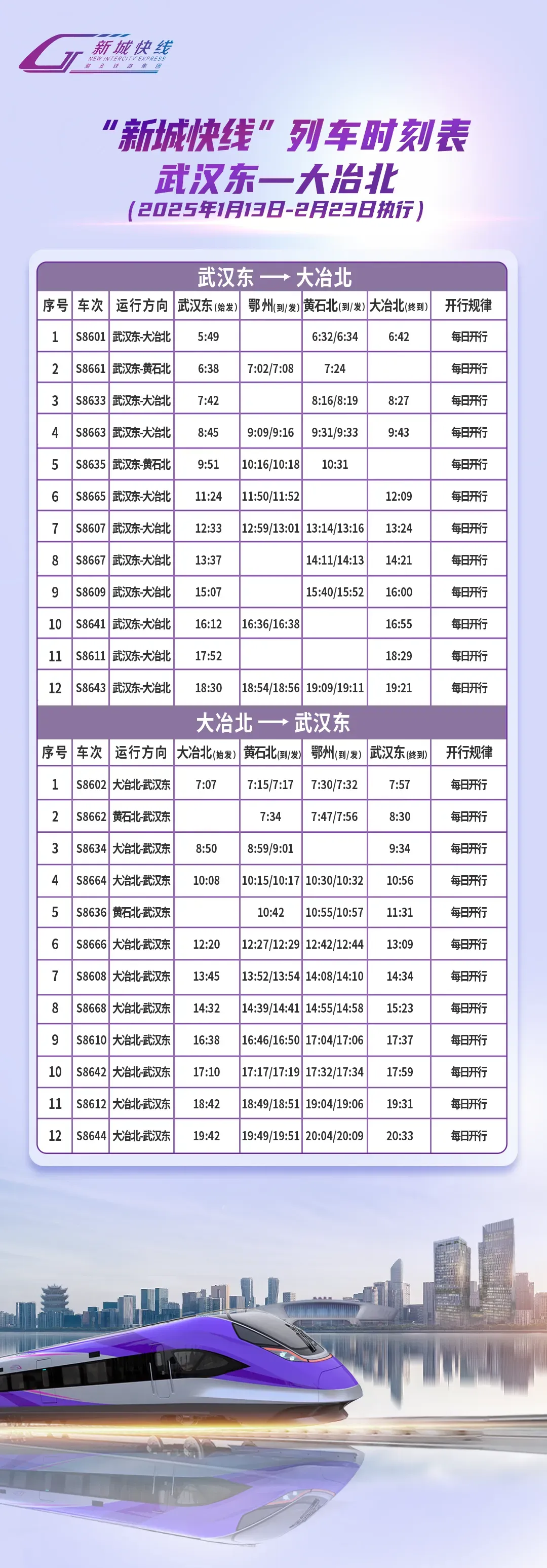 1月14日起 “新城快线”有调整！