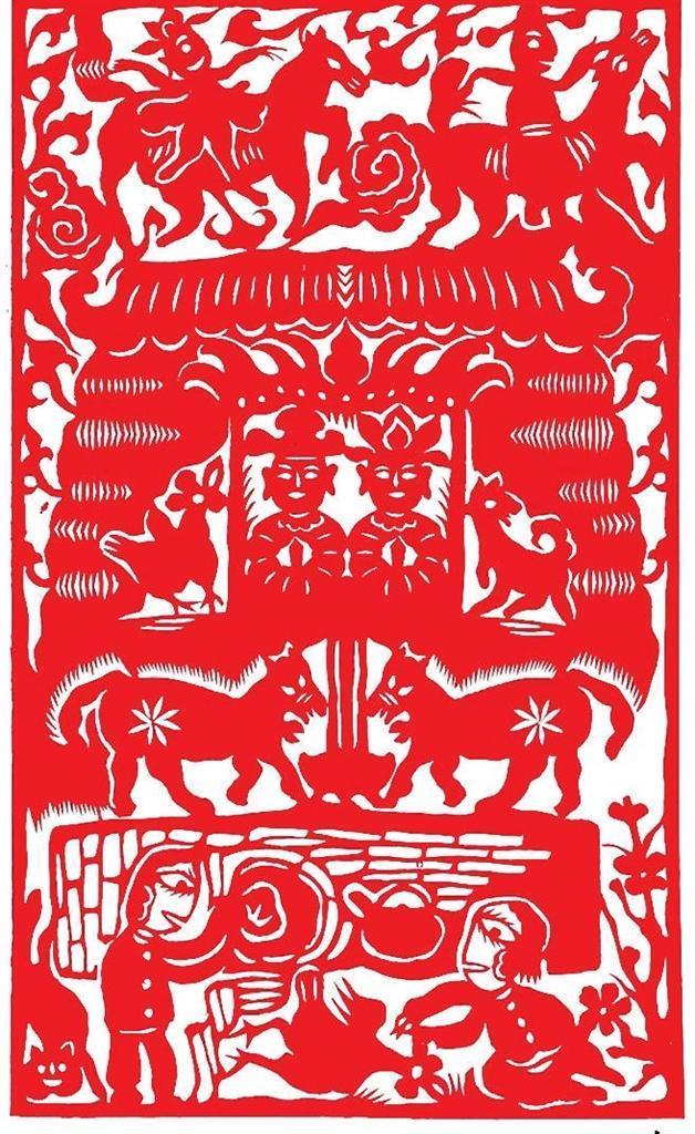 小年　剪纸《陇中传统民俗节日》（局部）　李流芳