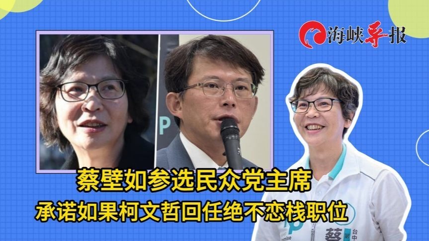 蔡壁如参选民众党主席抛五大承诺，称若柯文哲回任绝不恋栈职位