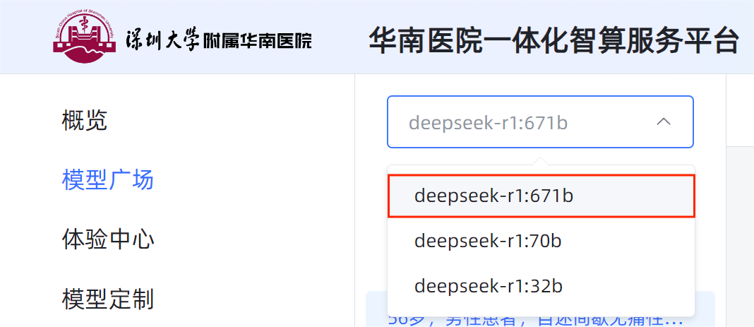 图1 支持三种参数DeepSeek-R1模型切换