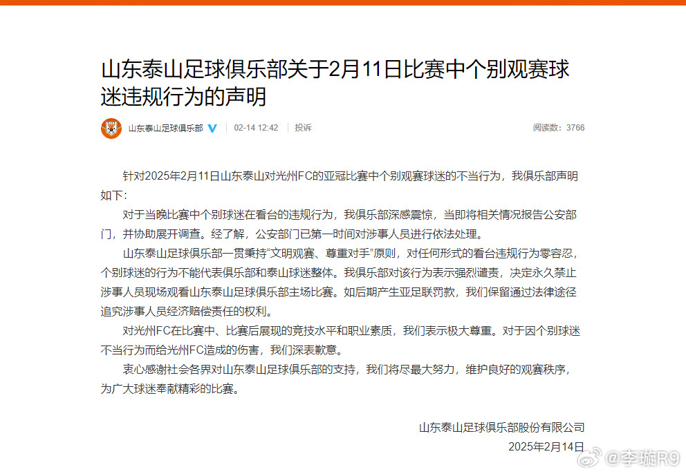 泰山球迷举韩国前总统照片挑衅，俱乐部官方回应