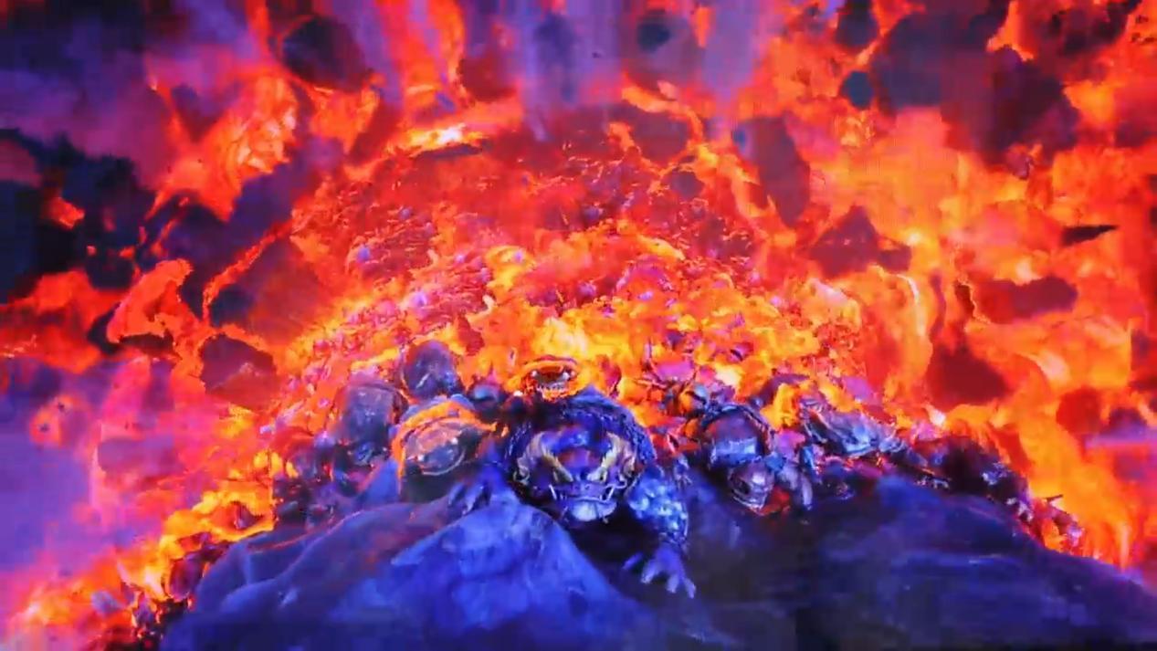 （《哪吒2》预告片画面岩浆涌出场景）