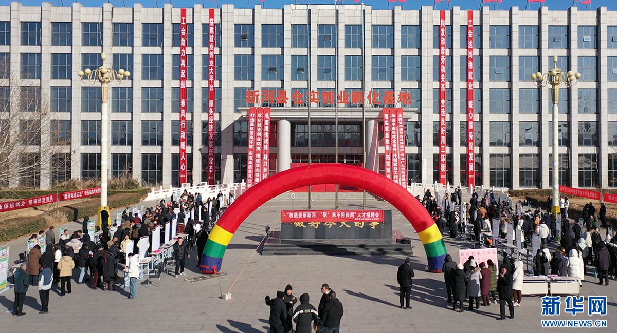 新河县2025年“春风行动”大型招聘会现场。新华网发 刘莹 摄
