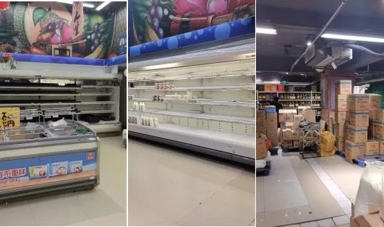 超市内空空如也的货架