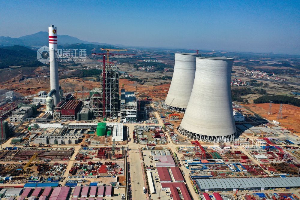 2025年2月9日，位于江西省宜春市上高县的江西赣能上高2&times;1000MW清洁煤电项目建设现场，施工人员抢抓时间紧张有序地忙碌着，预计今年五月并网发电。