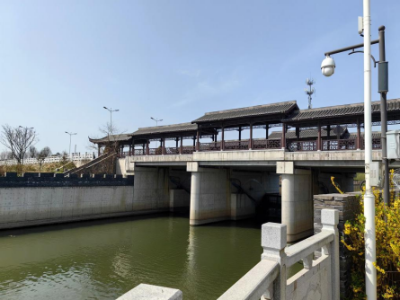 图为景区相别路保水闸电信网络部署现场