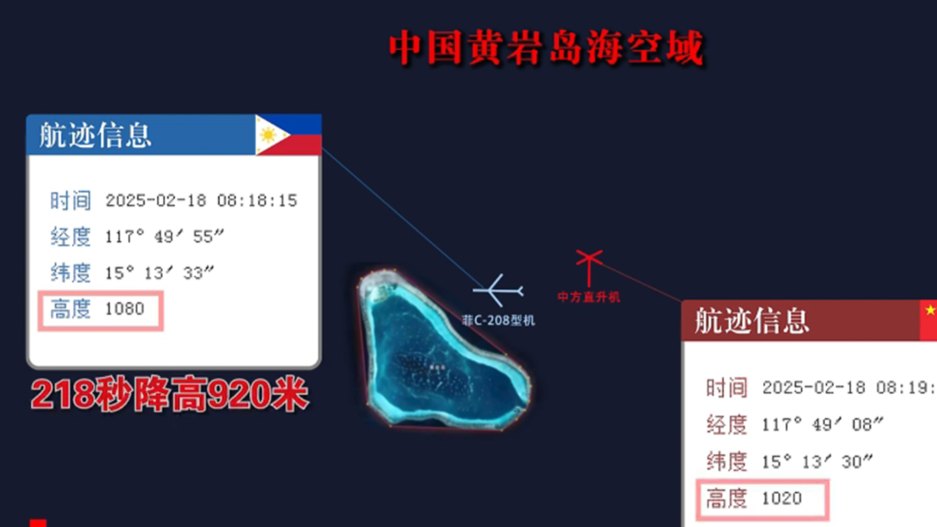 菲律宾飞机非法闯入中国南沙岛礁附近空域，现场画面曝光，南部战区警告驱离