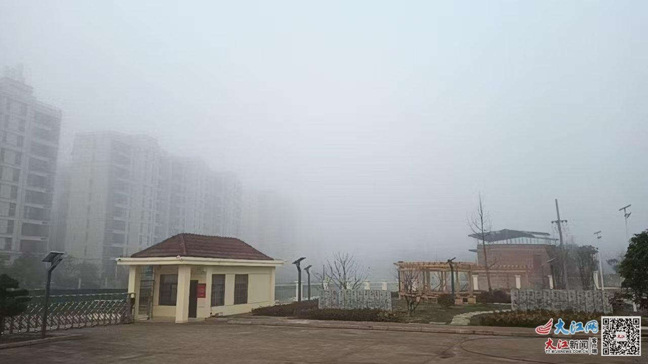 今天上午，南昌安义大雾弥漫（陈晓磊 摄）