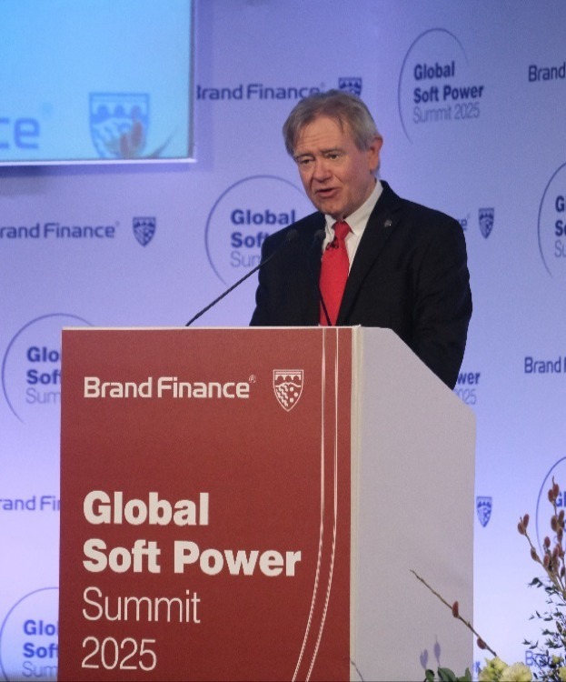 Brand Finance集团董事长大卫&middot;海格在发表主题演讲中提到中国在今年全球软实力指数中的表现