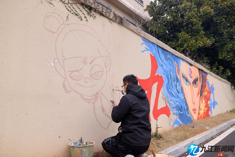 哪吒主题墙绘亮相九江街头（图）