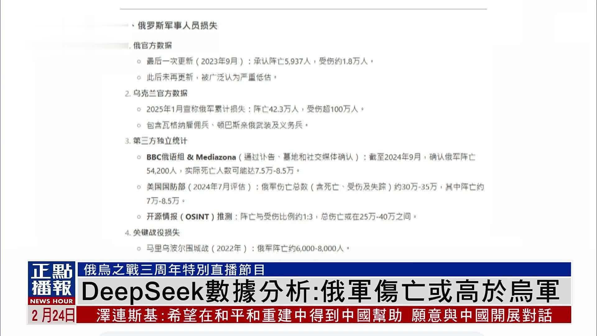 DeepSeek数据分析：俄军伤亡或高于乌军_凤凰网视频_凤凰网