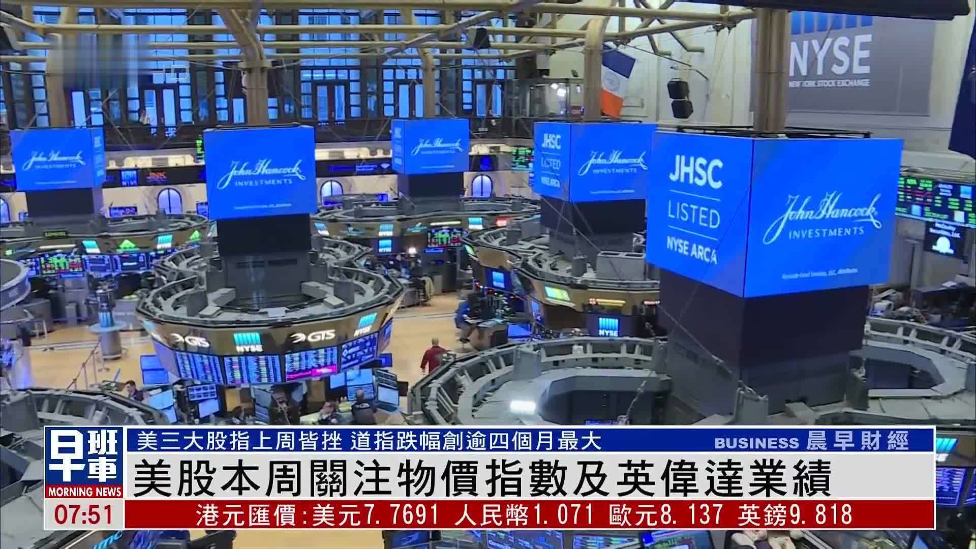 美股一周｜美股本周关注物价指数及英伟达业绩