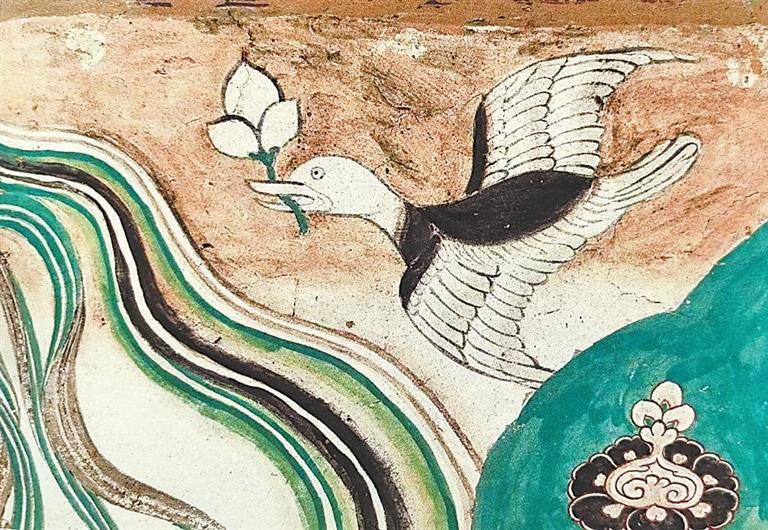 衔花的大雁　莫高窟第158窟　中唐