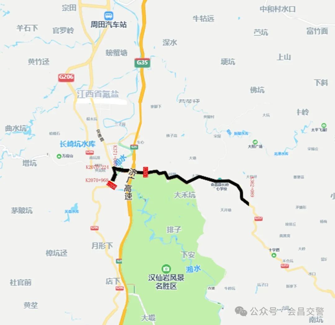 （示意图：黑色线段为本通告所示路段）