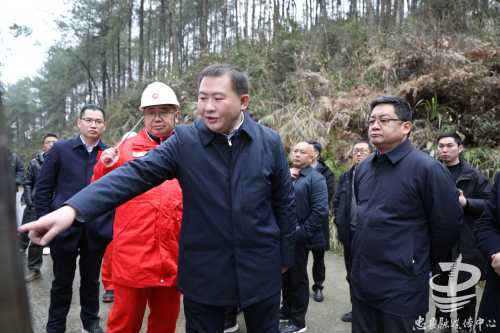 县委书记李电一行听取万顺场储气库项目有关工作情况介绍。 记者 余鸿 摄