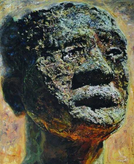 早中期《老万》综合材料油画220cm*180cm