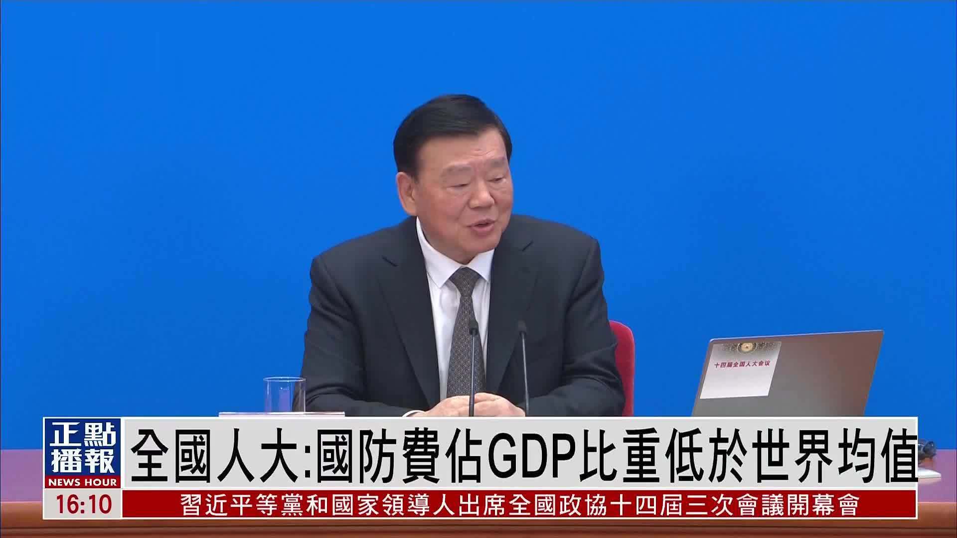 全国人大：国防费占GDP比重低于世界均值