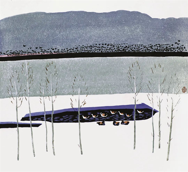 郝伯义 《惊蛰》 版画 1982年