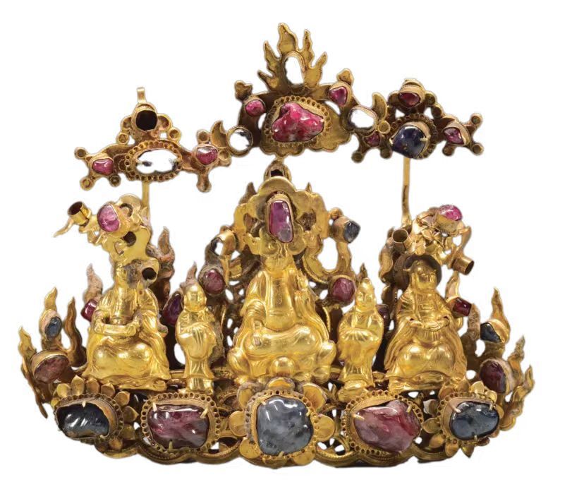 ▲镶宝石三大士金分心