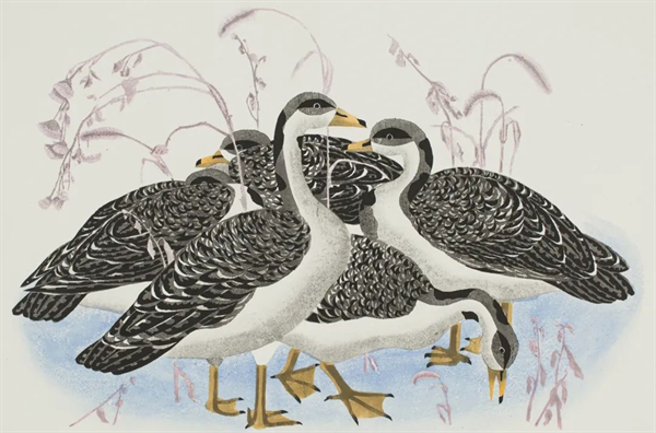 蒙希平 《春雁》 版画 2003年