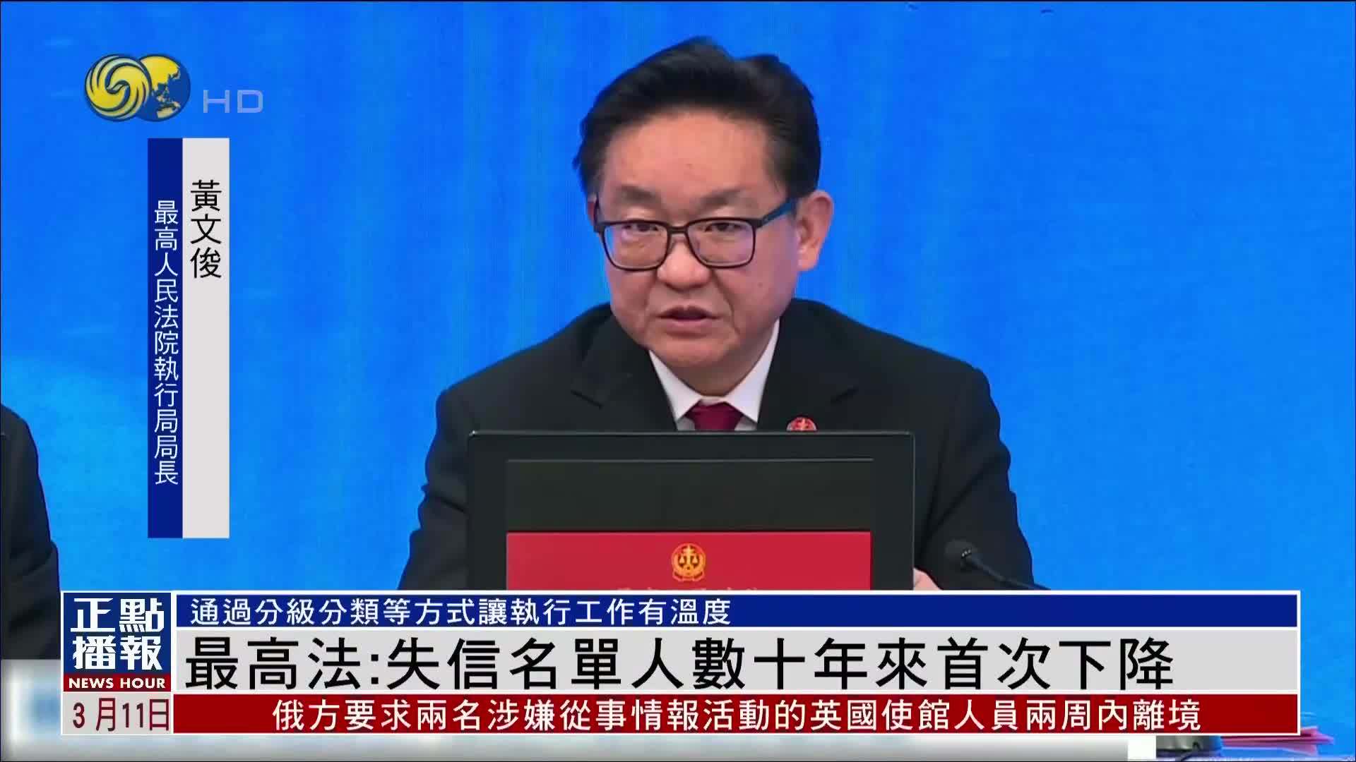 最高法：失信名单人数十年来首次下降