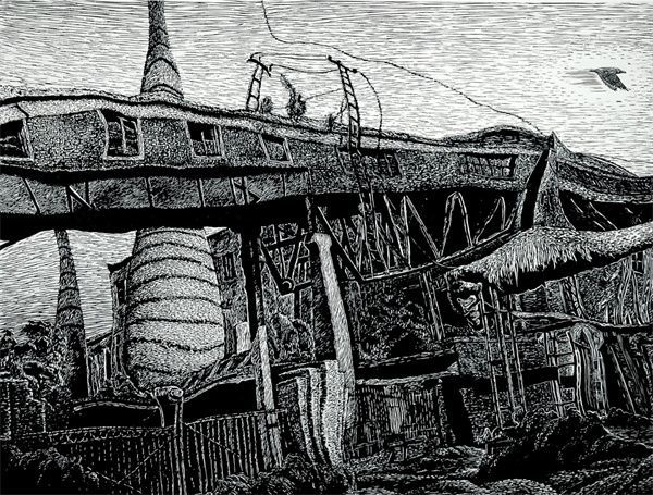 《寂静的回声》 黑白木刻 2005年