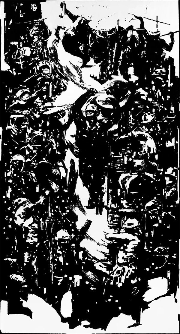 《尔滨&middot;舞冬》 黑白木刻 2024年