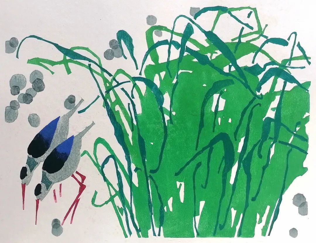 郑子江《草青青》版画2018年