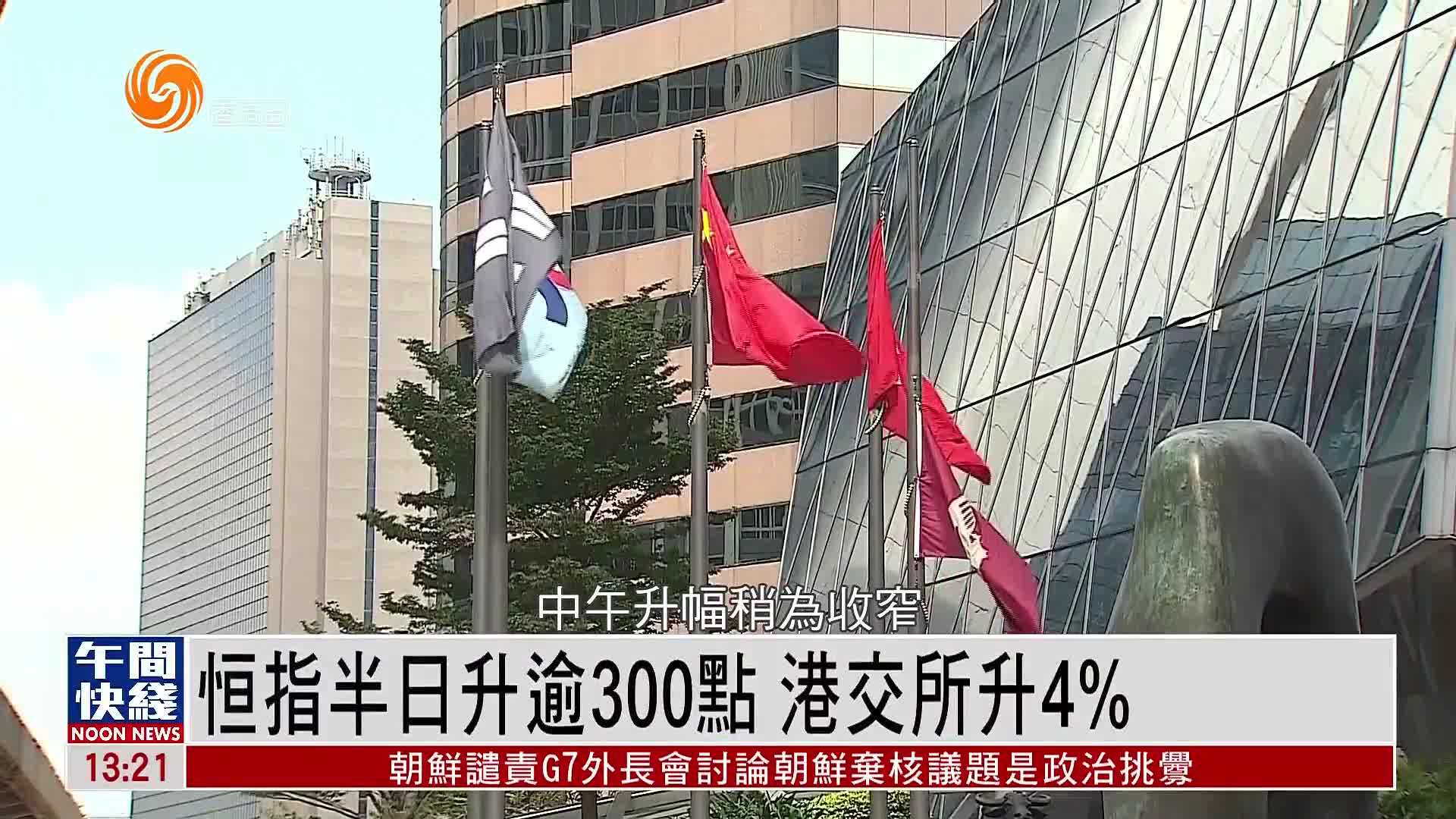 粤语报道｜恒指半日升逾300点 港交所升4%