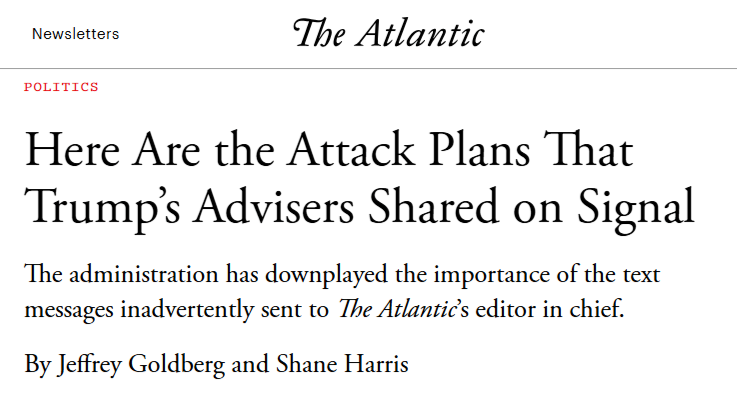 《大西洋月刊》公布白宫泄密群聊全记录