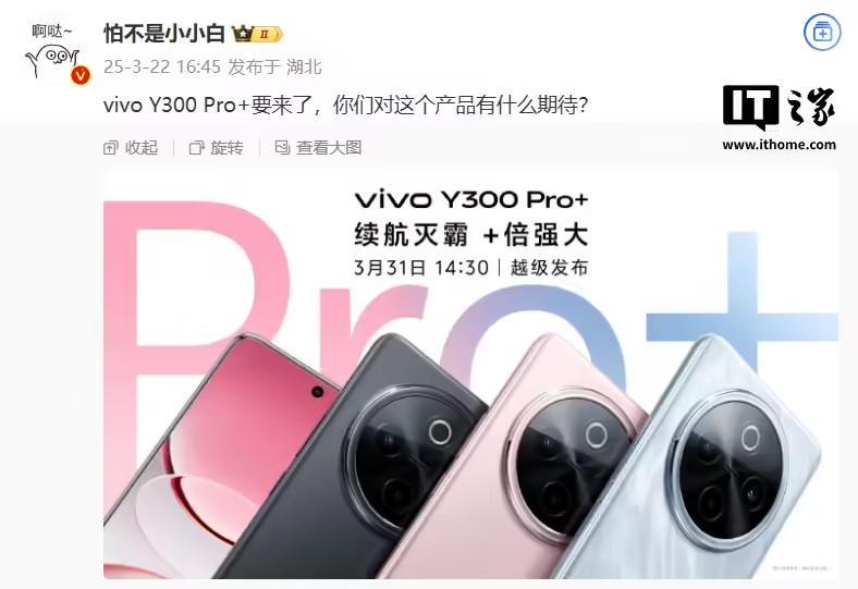 vivo Y300 Pro+手机曝光:骁龙7s Gen3处理器、7300mAh电池