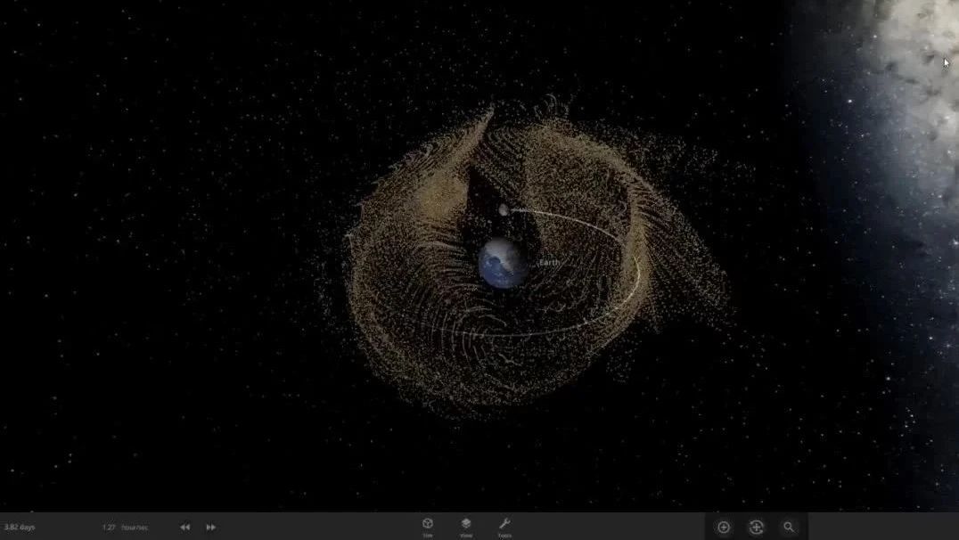 模拟，密密麻麻，看地球周围