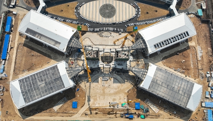 长春新区航天信息产业园项目四栋裙楼结构施工全部完成